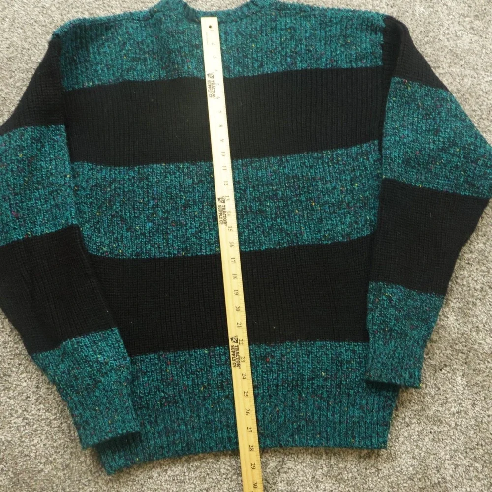 Vintage Concrete Sweater Mens XL Striped Wool Blend Crewneck 90s Retro statement